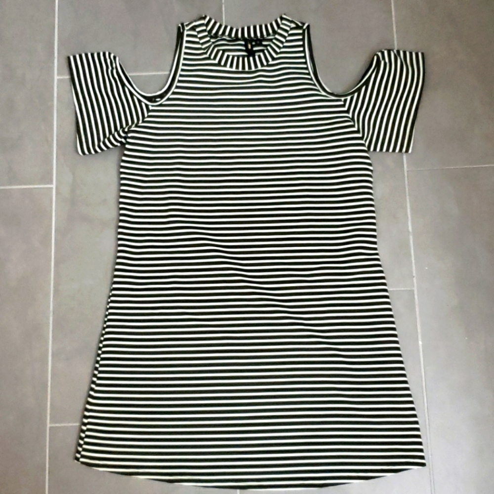 Want and Need Striped Cold Shoulder Top